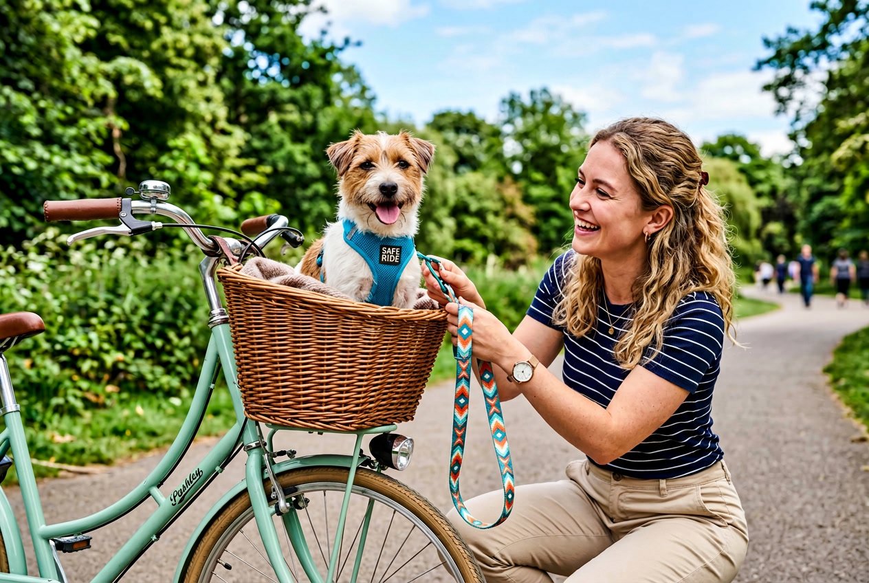 Sådan vælger du den rette hundesnor til ture med hund i cykelkurv